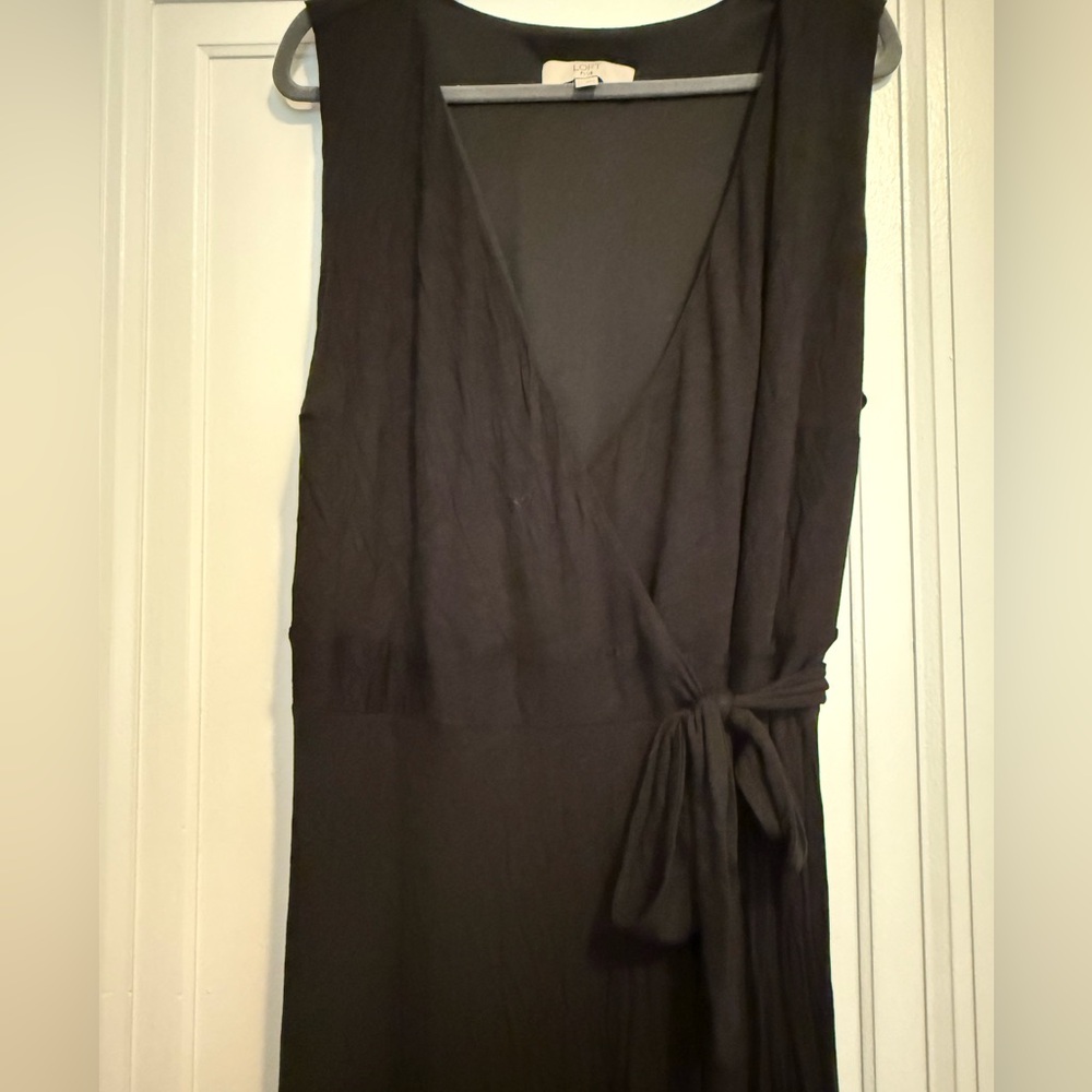 LOFT Black Sleeveless Wrap Maxi Dress